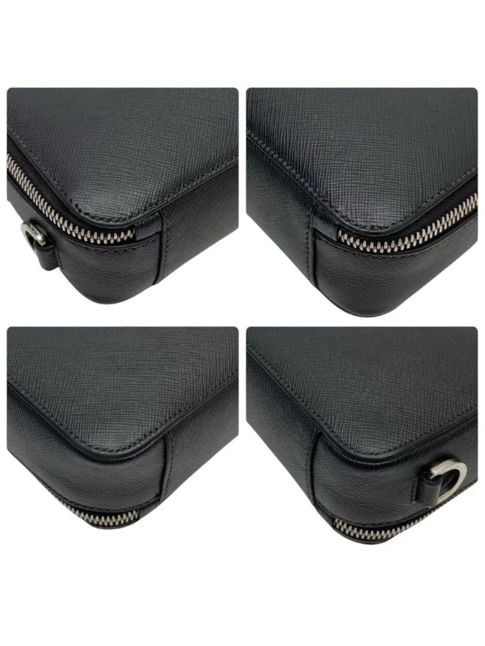 Prada Saffiano Leather Brick Shoulder Bag Black